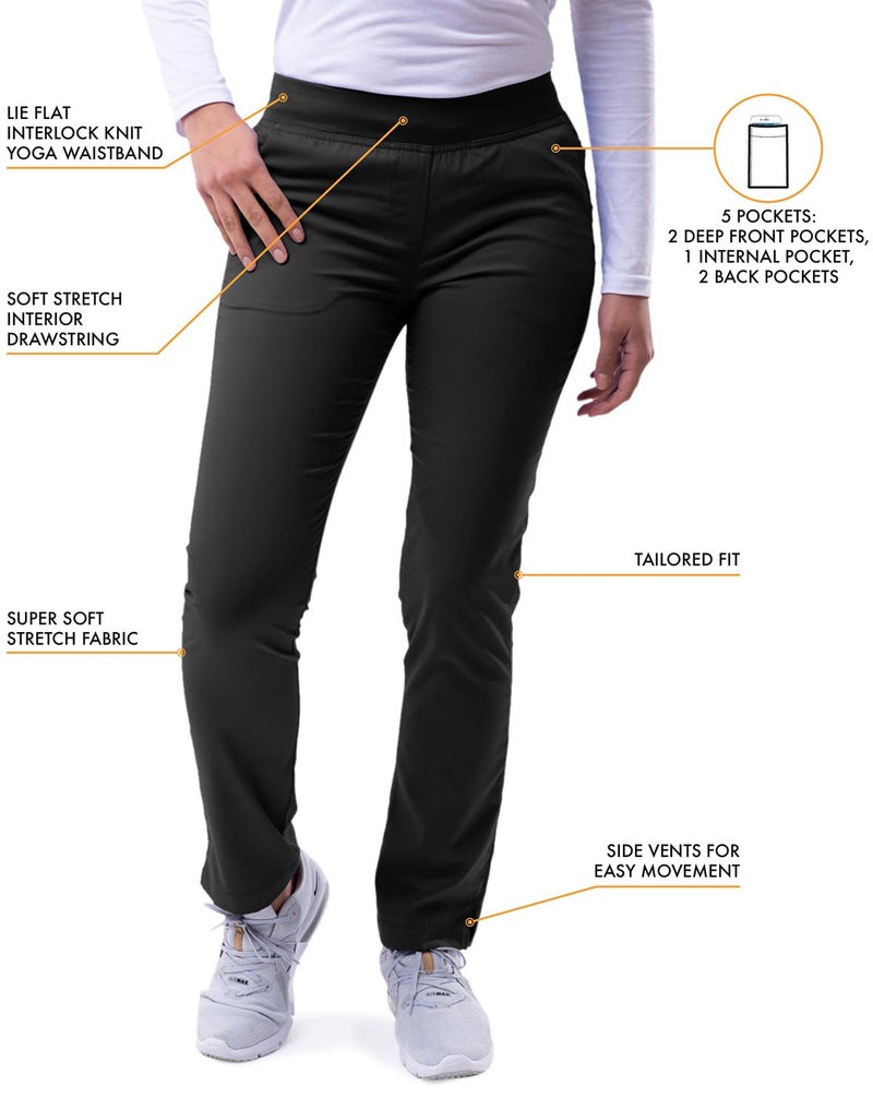 Adar Uniforms Pro Scrubs for Women - Skinny Leg Yoga Scrub Pants - P7102T - Black - XL - Image 3
